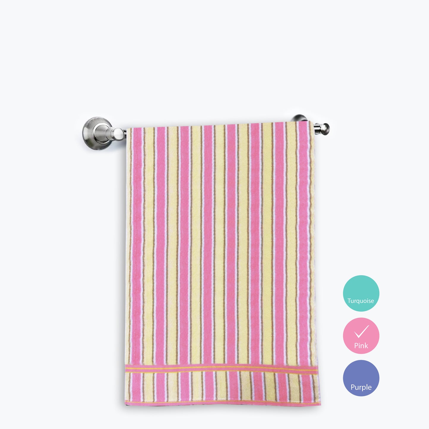 Cotton Bath Towel with Two Colours Wide Strips