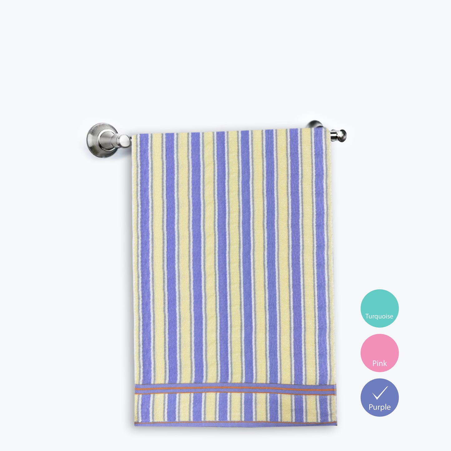 Cotton Bath Towel with Two Colours Wide Strips