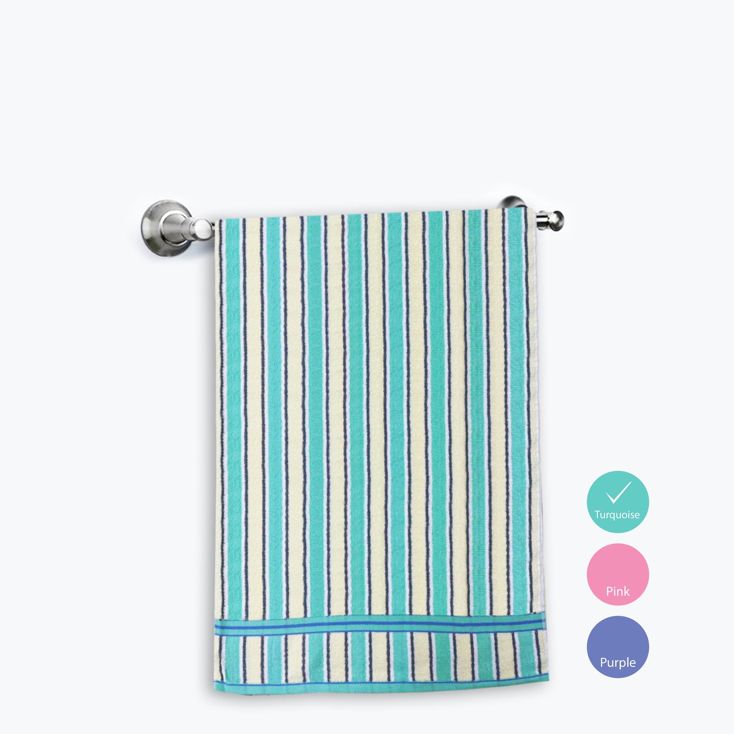 Cotton Bath Towel with Two Colours Wide Strips