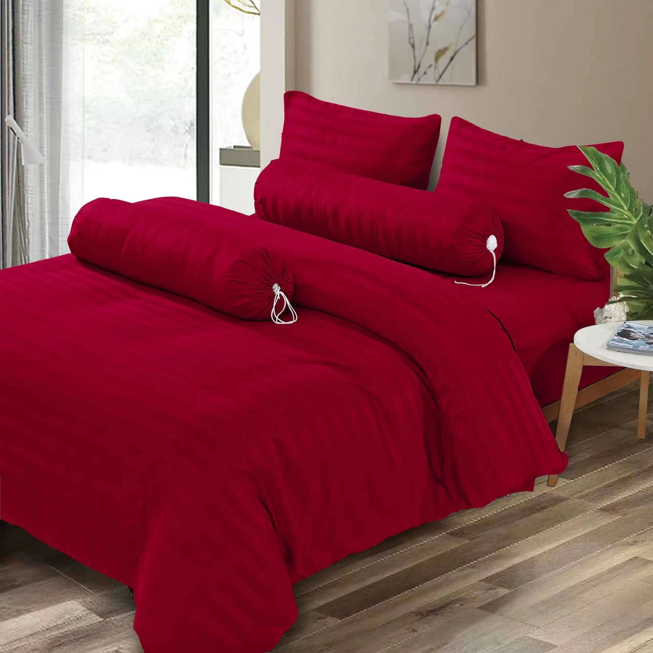 Microtex King Bedding Set with Pillow & Bolster Case