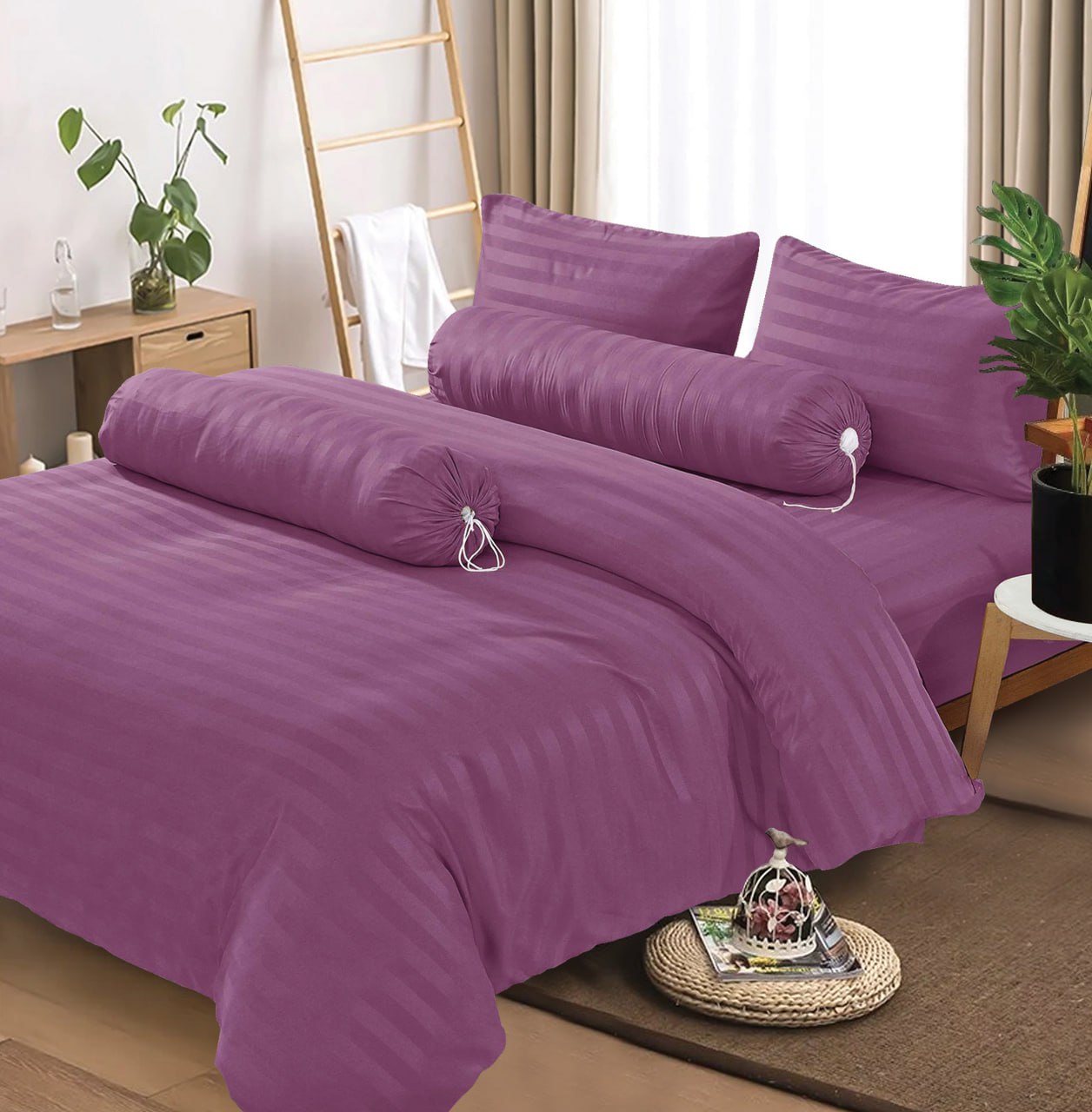 Microtex King Bedding Set with Pillow & Bolster Case