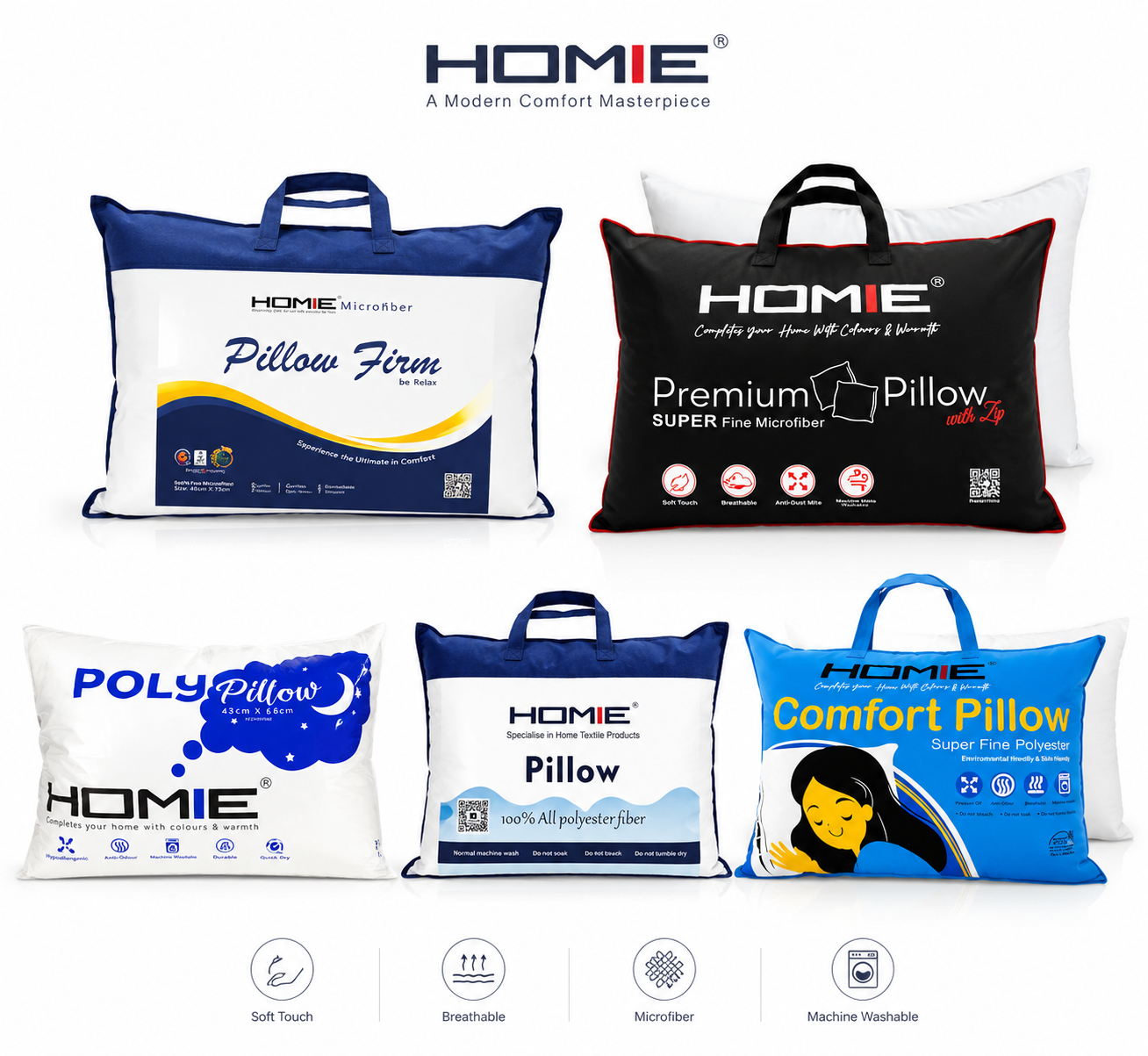 PILLOW HOMIE PREMIUM 1.5KG ( 19" X 29" ) (OEKO-TEX STANDARD) - Image 2